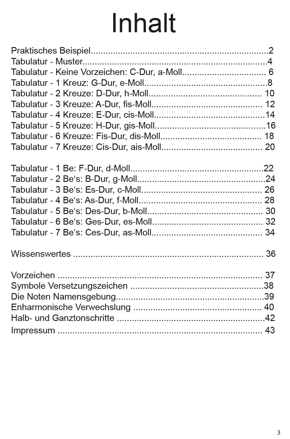 Tabulatur 1. Lage - für Violine nach Vorzeichen (Tonarten) geordnet | Alle Töne, Alle Noten & Alle Griffe