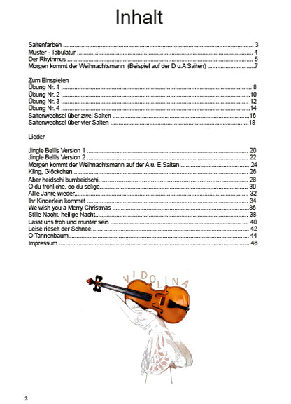 Weihnachtslieder für Violine ohne Noten, von Petra Streicher, kinderleicht E-Book